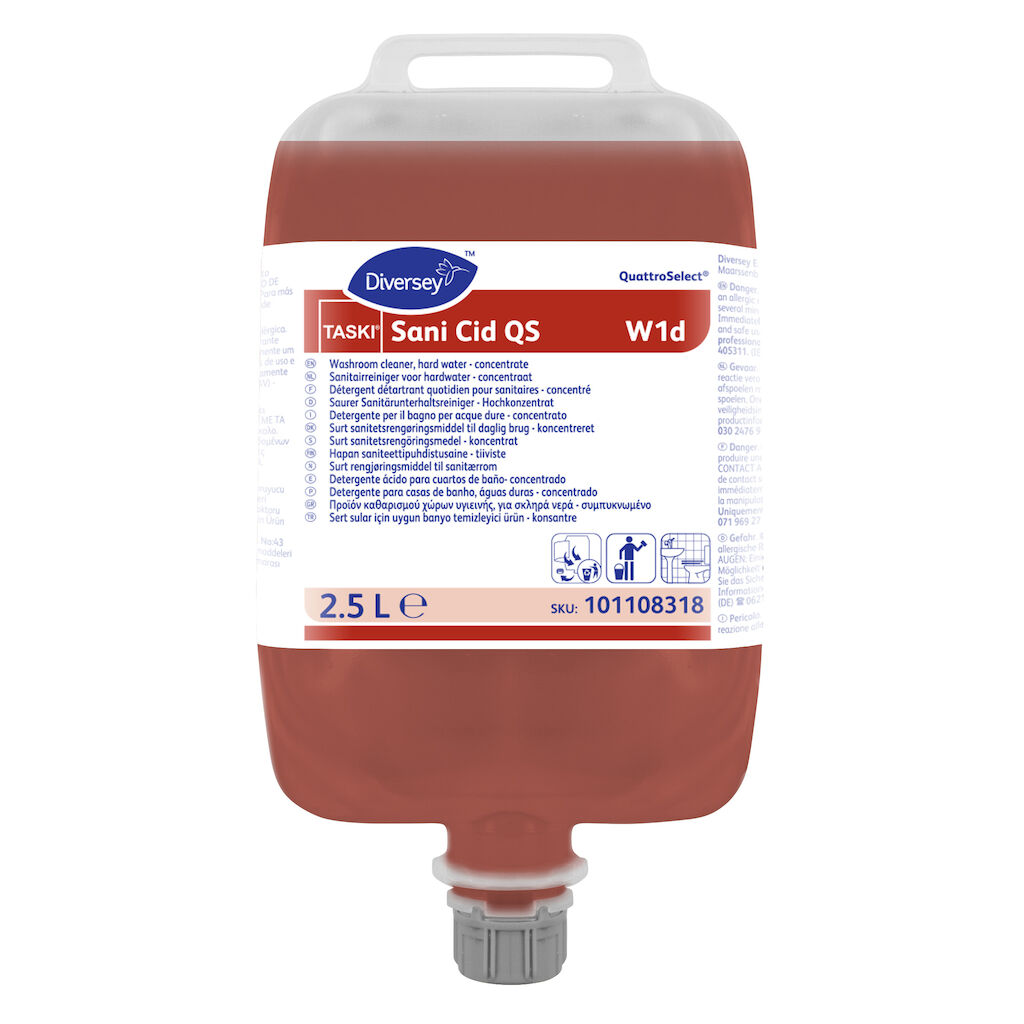 TASKI Sani Cid QS W1d 2x2.5L - Detergente de uso diario para baños, basado en ácido cítrico